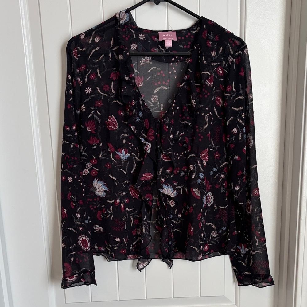 Muse Black and Red Floral Blouse